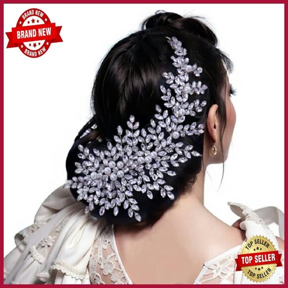 Crystal Pearl Rhinestone Bridal Hair Comb Wedding Accessory Silver main image 7